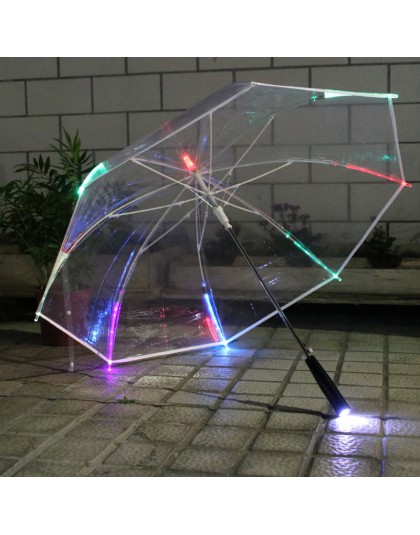 Luz LED transparente Unbrella para regalo de ambiente paraguas brillantes accesorios de actividad de fiesta paraguas de mango la