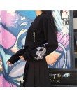 Sudadera negra bordada de mujer Top de manga larga cadenas Preppy cuello redondo Pullovers Tops mujeres 2019 otoño moda mujer ro