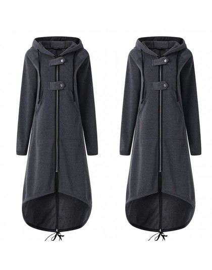 Otoño invierno largo sudadera abrigo mujer moda Casual larga cremallera chaqueta con capucha Sudadera con capucha Vintage Casaco