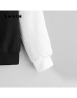 SHEIN Multicolor elegante Color bloque letra impresión pulóveres Sudadera con capucha 2018 otoño minimalista mujeres sudaderas