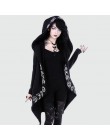 Sudadera con capucha gótica Chic Anself para mujer, talla grande de algodón, suelta, Luna, lisa, estampado, largo, abrigo Punk, 
