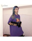 Lychee Vintage falso 2 piezas letra personaje mujeres sudadera de Color con cuello redondo manga larga otoño Casual suelto mujer