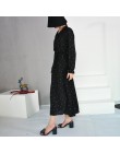 [EAM] 2019 nuevo primavera cuello redondo de manga larga sólido negro chifón Dot suelto vestido de talla grande moda de mujer ma
