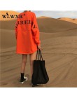 WLWXR otoño vestido con capucha de gran tamaño Sudadera Mujer Top letra impresión suelta larga Sudadera con capucha de invierno 