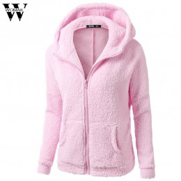 Womail de las mujeres de la moda con capucha abrigo de invierno de lana con cremallera abrigo de algodón Outwear jan12/30 oct30