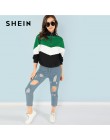 SHEIN Multicolor elegante Casual o-ring Zip corte frontal y coser Colorblock soporte Collar sudadera 2018 otoño mujer sudaderas