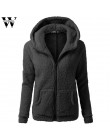 Womail de las mujeres de la moda con capucha abrigo de invierno de lana con cremallera abrigo de algodón Outwear jan12/30 oct30