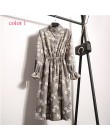 Corduroy alta cintura elástica Vintage grueso vestido de invierno estilo A-line mujeres de manga larga flor Plaid vestidos de im