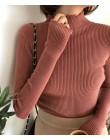 Suéter de mujer con cuello de tortuga fruncido alto elástico sólido 2019 Otoño Invierno moda suéter mujer ajustado Sexy punto pu