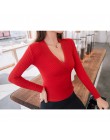 2019 nuevo suéter de cuello en V profundo Sexy para mujer Jersey Casual ajustado de fondo suéteres mujer elástico de algodón de 