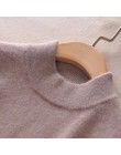 Suéter de punto mezclado de cachemir de moda 2019 para Mujer Tops Otoño Invierno cuello alto pulóveres de manga larga de Color s