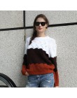 BEFORW 2019 mujeres de invierno de manga larga cuello redondo tejido Jersey Vintage empalme Casual otoño mujer suéteres Tops