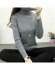 Suéter de invierno de cuello alto para mujer 2019 Jersey de punto de manga larga para mujer y pulóveres para mujer