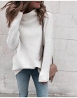 Jersey de punto blanco para mujer, suéter de manga larga de otoño e invierno, Jersey a la moda 2018, jersey de cuello alto para 