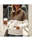 2019 suéter de lana de invierno de moda de leopardo de retazos mullido suéteres gruesos abrigados de la cremallera de las mujere
