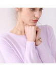 Suéter de punto de mujer de manga larga con cuello redondo femenino corto Casual sólido de moda fino pulóver señoras suéteres de