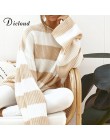 DICLOUD Casual oversize rayado suéter mujer otoño 2019 Batwing manga larga suelta pulóver invierno tejido señoras Jumper blanco