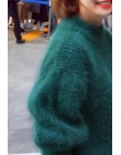 2019 invierno nueva moda espesada caliente cuello alto Mohair mujer suéter manga linterna Casual Color sólido Delgado Simple pul