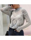 Conmoto moda blanco ahueca hacia fuera suéteres mujeres 2019 Otoño Invierno Casual Delgado corto tejido Tops mujer Chic jerseys 