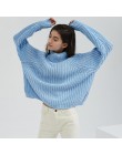 Wixra mujeres cuello alto grueso suéter de gran tamaño de manga larga Mujer suéteres de punto sólido Jersey y puente 2019 Otoño 