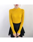 2019 Otoño Invierno mujeres pulóveres suéter tejido coreano elasticidad Casual Jumper moda Delgado cuello alto caliente mujer su