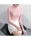 2019 Otoño Invierno mujeres pulóveres suéter tejido coreano elasticidad Casual Jumper moda Delgado cuello alto caliente mujer su