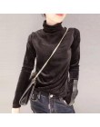 2018 mujer terciopelo cálido Bottoming medio cuello alto pulóver suéteres nueva moda Otoño coreano manga larga suéter