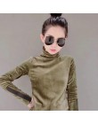 2018 mujer terciopelo cálido Bottoming medio cuello alto pulóver suéteres nueva moda Otoño coreano manga larga suéter