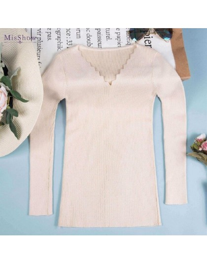 Misshow Otoño Invierno estilo coreano suéter mujer diseño único onda Collar pulóver un tamaño elasticidad Slim jerseys Pull Femm