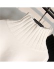 Jersey de cuello alto para mujer Jersey estriado de punto blanco negro de invierno de alta elasticidad Jersey Delgado 2019 suéte