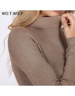 WOTWOY Shiny Lurex suéter de cuello alto mujeres jersey tejido delgado 2019 invierno Cachemira suéteres mujeres jerseys básico n