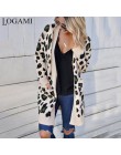 Cárdigan de leopardo largo de manga larga de mujer Otoño Invierno suéteres moda 2019 mujeres abrigo largo
