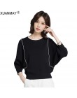 Primavera Cuello redondo Suéter de punto a rayas Moda y elegante suéter blanco 2019 Brand Design negro Primavera tejido de punto