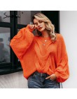Simplee hueco mohair mujeres Jersey suéter otoño linterna de invierno de manga larga Mujer sudadera naranja Oversize damas 2019
