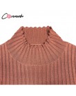 Conmoto Crop básico acanalado suéter de cuello alto mujeres pulóver mujer Sexy Flounce manga 2019 Otoño Invierno suéter de punto