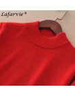 Jersey tejido mezcla de Cachemira a la moda de Lafarvie para Mujer Tops Otoño Invierno cuello alto jerseys mujer manga larga Col
