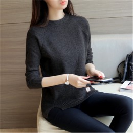 Nuevo Otoño Invierno de moda cuello redondo suéter femenino suelto corto Casual suéter cálido de manga larga suéter tejido 372