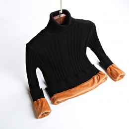 Talla grande S-2XL grueso caliente mujeres suéter de punto a la moda con Velvets Jumper Top Rib Silm mujer suéter de cuello alto
