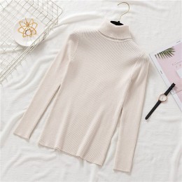 Suéteres y pullovers de cuello alto de acrílico tejido de invierno ropa coreana suéter Casual Camisa de manga larga de rayas sól