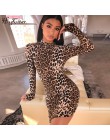 Hugcitar manga larga de cuello alto estampado de leopardo sexy bodycon mini vestido 2019 Otoño Invierno mujer moda ropa de fiest