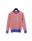 Nuevos suéteres de Jacquard de hoja roja vintage de manga larga cuello redondo lurex pullovers de Otoño de punto retro blusas C-