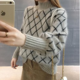 Suéteres moda 2019 mujeres cuello alto Mujer Cachemira suéter vintage pulóver moda mujer suéter mujer Cachemira