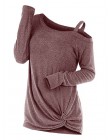 Wipalo moda Primavera anudado Skew cuello suéter de manga larga corte sólido suéter mujeres ropa un hombro Casual Top