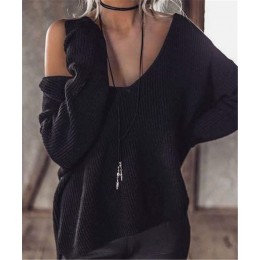 Suéter de punto de mujer Sexy con hombros descubiertos de otoño invierno de marca negro pulóveres de punto 2019 blanco Jumper Pu