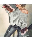 Conmoto moda rayas cuello en V pulóver Mujer 2019 Otoño Invierno gris manga larga suéter Mujer alta calle suelta Jersey
