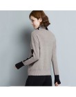 Jersey de invierno de cuello alto con patchwork para mujer 2018 de manga larga de punto para mujer suéteres y jerseys para mujer