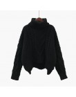 Suéter grueso mujeres Otoño Invierno Tops estilo coreano suelto Twist tejido corto diseño Jersey cuello alto negro marrón femeni