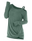Wipalo moda Primavera anudado Skew cuello suéter de manga larga corte sólido suéter mujeres ropa un hombro Casual Top