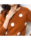 Nuevo suéter de punto de Polka para mujer 30% Lana jersey de gran tamaño Casual Streetwear Otoño Invierno lindo suéter de punto 