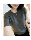 Multi-Color más código de manga corta suéter femenino 2019 Primavera Verano nuevo estilo cuello redondo ajustado suéter de cache